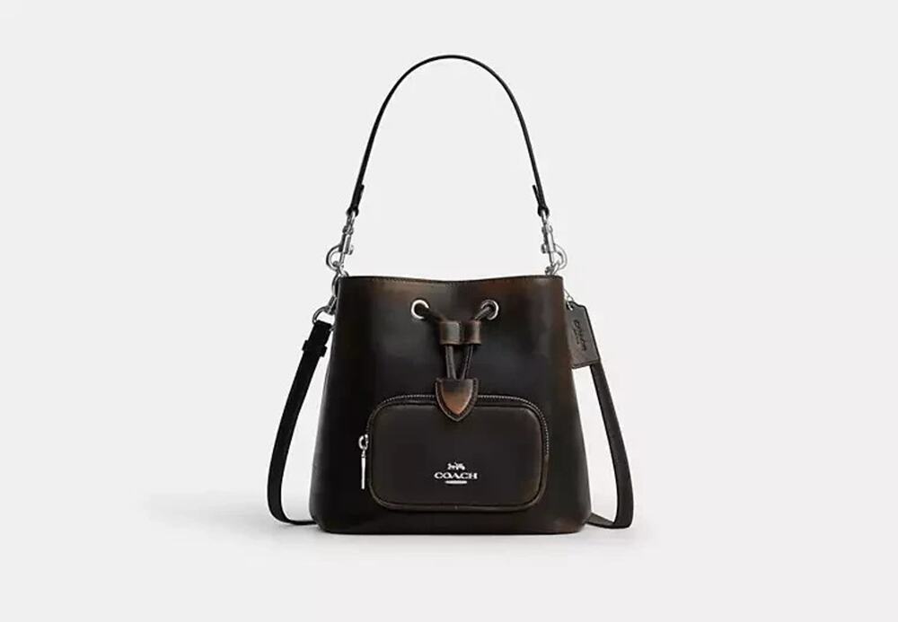 NWT B4-009 Coach Rowan Bucket Bag With Pocket In Loved Leather CES94